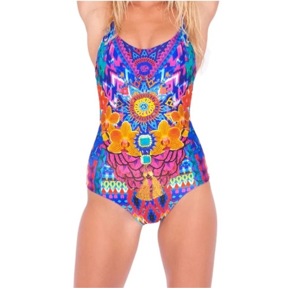 Luli Fama Miami Tribal Beach Be Scene One piece Swim Suit - Picture 1 of 8